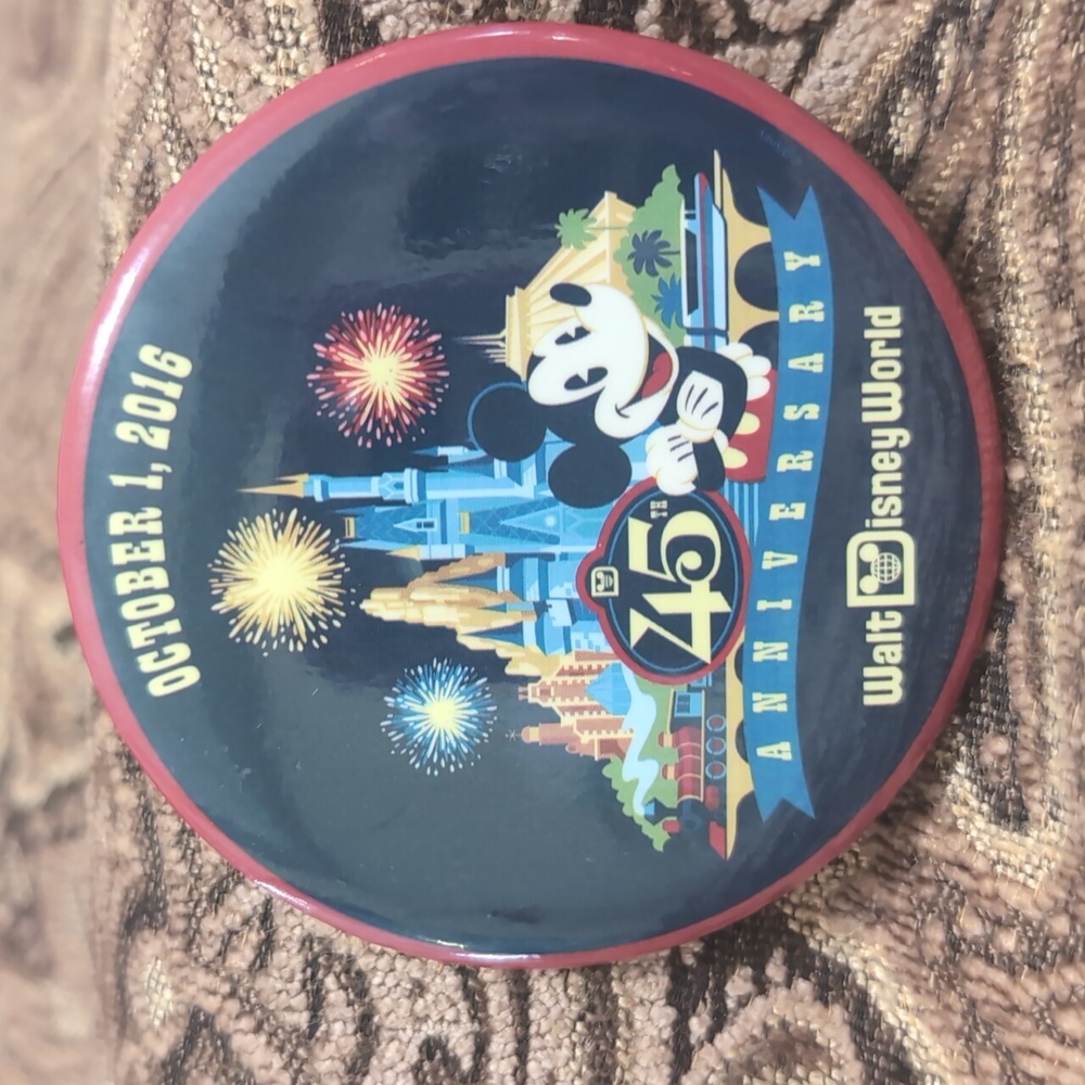 Walt Disney World 45th Anniversary Pin Magic Kingdom Mickey FREE With Disney $$$